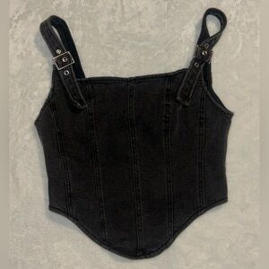 Black Denim Corset Top SIZE XS